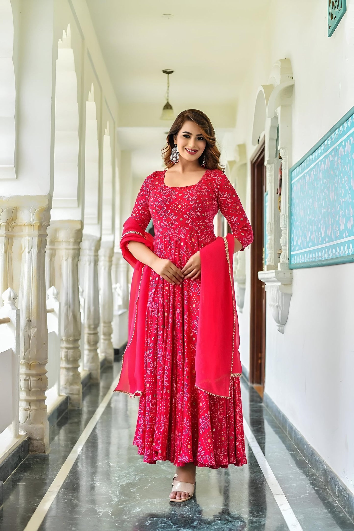 Beautiful anarkali Kurti Pants Suit