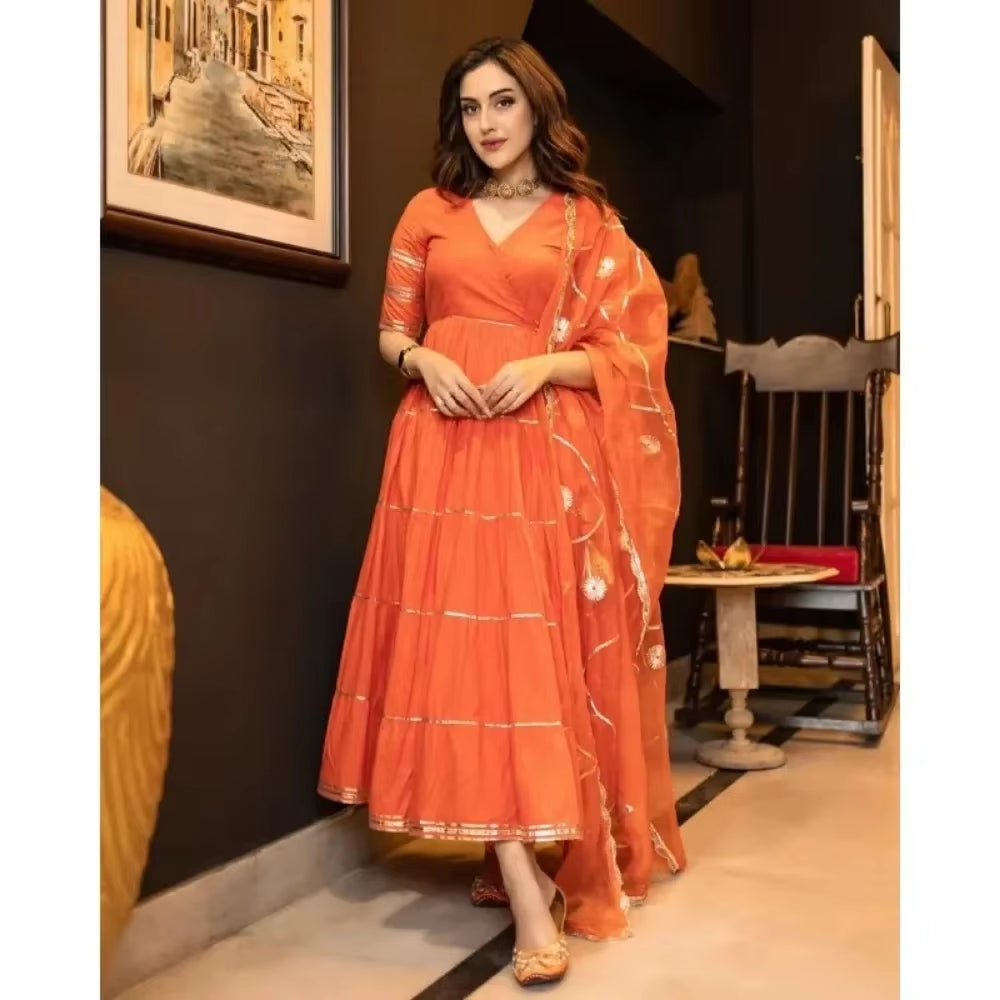 Lace Orange Women Kurti Pant with Dupatta Set World Apparel India Pakistan Clothing Indian Clothing Sarees for Women in India