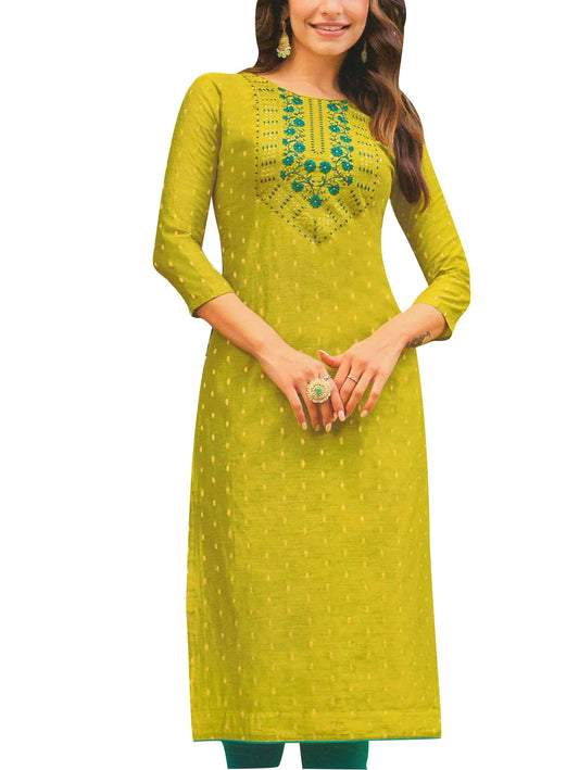 Jacquard Silk Embroidered Kurti for Women Tunic Top