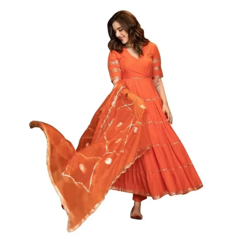 Lace Orange Women Kurti Pant with Dupatta Set World Apparel India Pakistan Clothing Indian Clothing Sarees for Women in India